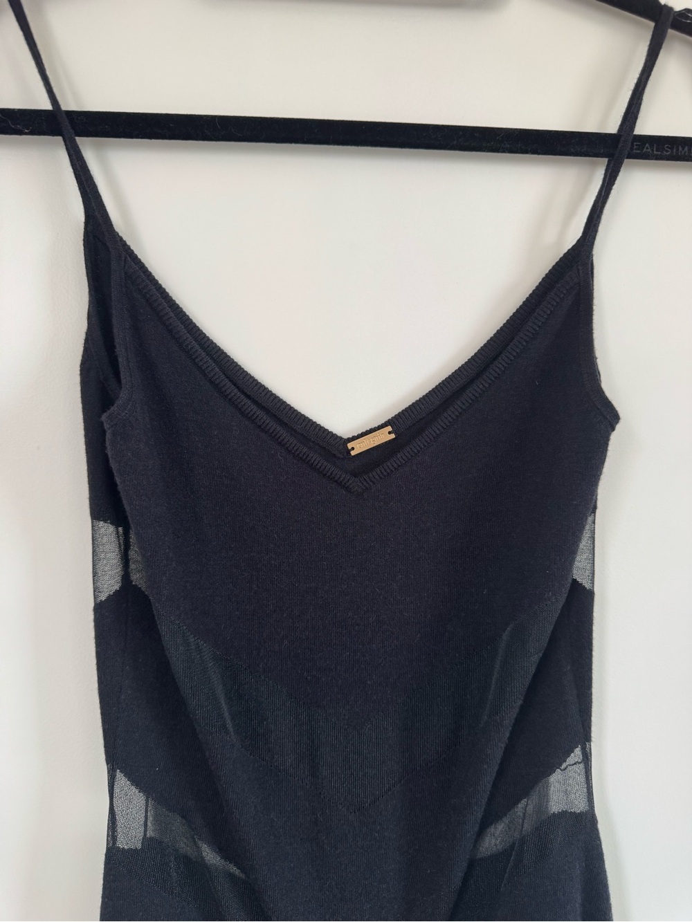 Cult Gaia Lani Knit Midi Dress in Black Size XS Sheer Chevron - FAIR condition - Picture 6 of 9